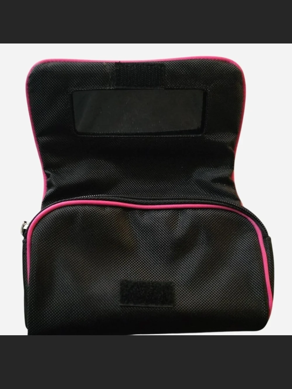 Black and Pink Ribbon Travel Cosmetic Bag
